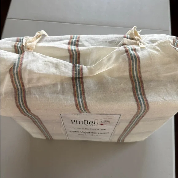 PiuBelle Washed Linen Queen Sheet Set - Picture 2 of 7